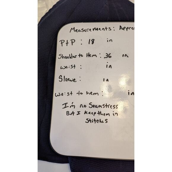 Eliza J Navy Blue Sweater Dress fit and flare Sz L Retro Style Stretchy Cute - Picture 6 of 6